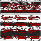 Custom White Red-Black 3D Pattern Abstract Detroit Inspired Line Hockey Lace Neck Jersey