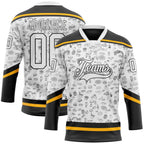 Custom White Black-Gold 3D Pattern Foodie Fast Food Hockey Lace Neck Jersey
