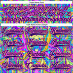Custom Purple Pink-Yellow 3D Pattern Trippy Psychedelic Hockey Lace Neck Jersey