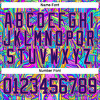 Custom Purple Pink-Yellow 3D Pattern Trippy Psychedelic Hockey Lace Neck Jersey