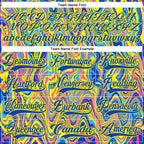 Custom Yellow Thunder Blue Pink-Light Yellow 3D Pattern Trippy Psychedelic Fluid Hockey Lace Neck Jersey