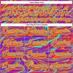 Custom Purple Orange-Pea Green 3D Pattern Trippy Psychedelic Fluid Hockey Lace Neck Jersey