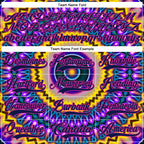 Custom Navy Purple Yellow-Deep Pink 3D Pattern Trippy Psychedelic Hockey Lace Neck Jersey