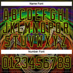 Custom Brown Neon Green Red-Blue 3D Pattern Trippy Psychedelic Hockey Lace Neck Jersey