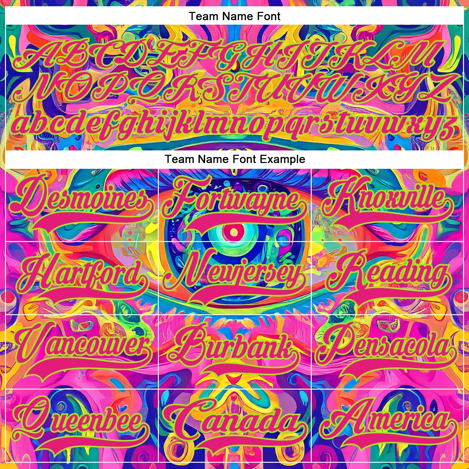 Custom Hot Pink Neon Green Yellow-Blue 3D Pattern Trippy Psychedelic Neon Hockey Lace Neck Jersey