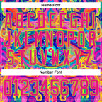 Custom Hot Pink Neon Green Yellow-Blue 3D Pattern Trippy Psychedelic Neon Hockey Lace Neck Jersey