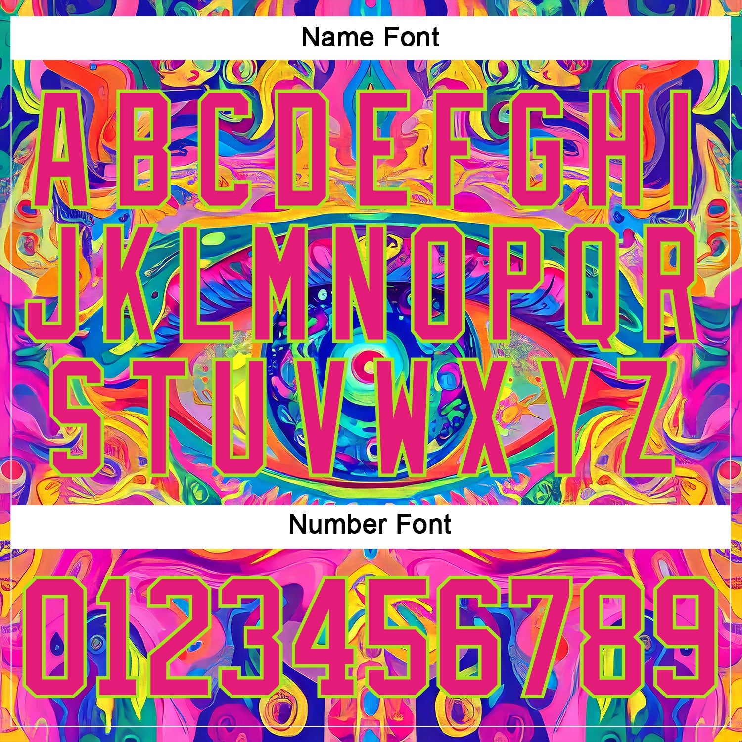Custom Hot Pink Neon Green Yellow-Blue 3D Pattern Trippy Psychedelic Neon Hockey Lace Neck Jersey