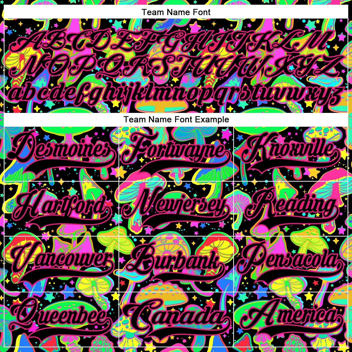 Custom Black Hot Pink 3D Pattern Trippy Psychedelic Magic Mushrooms Hockey Lace Neck Jersey