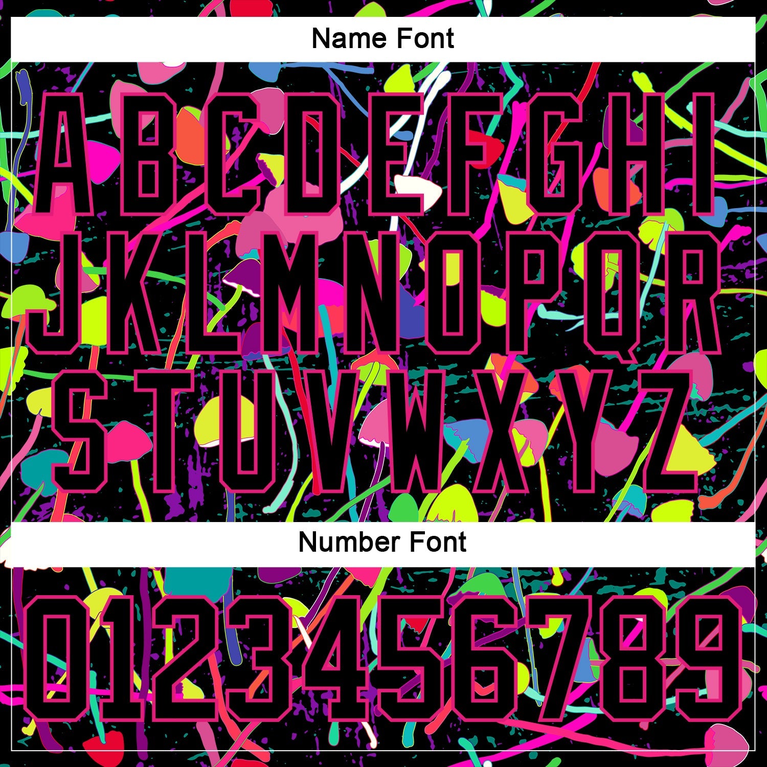 Custom Black Hot Pink 3D Pattern Trippy Psychedelic Magic Mushrooms Hockey Lace Neck Jersey