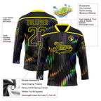Custom Black Light Yellow 3D Pattern Trippy Psychedelic Fluid Hockey Lace Neck Jersey
