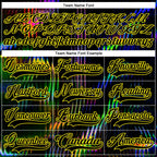Custom Black Light Yellow 3D Pattern Trippy Psychedelic Fluid Hockey Lace Neck Jersey
