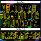 Custom Black Light Yellow 3D Pattern Trippy Psychedelic Fluid Hockey Lace Neck Jersey
