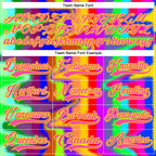 Custom Light Yellow Pink Purple Red-Green 3D Pattern Trippy Psychedelic Neon Splash Hockey Lace Neck Jersey