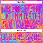 Custom Deep Pink Pea Green Purple-Orange 3D Pattern Trippy Psychedelic Neon Hockey Lace Neck Jersey