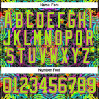 Custom Black Neon Green-Hot Pink 3D Pattern Trippy Psychedelic Geometric Hockey Lace Neck Jersey