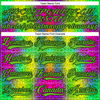 Custom Aurora Green Pink Black-White 3D Pattern Leopard Print Neon Hockey Lace Neck Jersey
