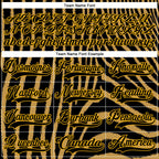 Custom Old Gold Black Gold-White 3D Pattern Zebra Print Hockey Lace Neck Jersey