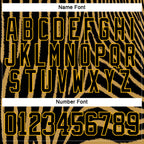 Custom Old Gold Black Gold-White 3D Pattern Zebra Print Hockey Lace Neck Jersey