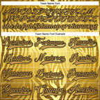 Custom Yellow Old Gold Black-White 3D Pattern Zebra Print Hockey Lace Neck Jersey