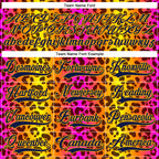 Custom Gold Navy-Pink 3D Pattern Leopard Print Neon Hockey Lace Neck Jersey