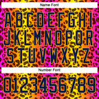 Custom Gold Navy-Pink 3D Pattern Leopard Print Neon Hockey Lace Neck Jersey