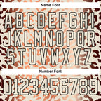 Custom Cream Orange Black-White 3D Pattern Leopard Print Hockey Lace Neck Jersey