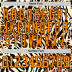 Custom Cream Bay Orange-Black 3D Pattern Leopard Print Neon Hockey Lace Neck Jersey
