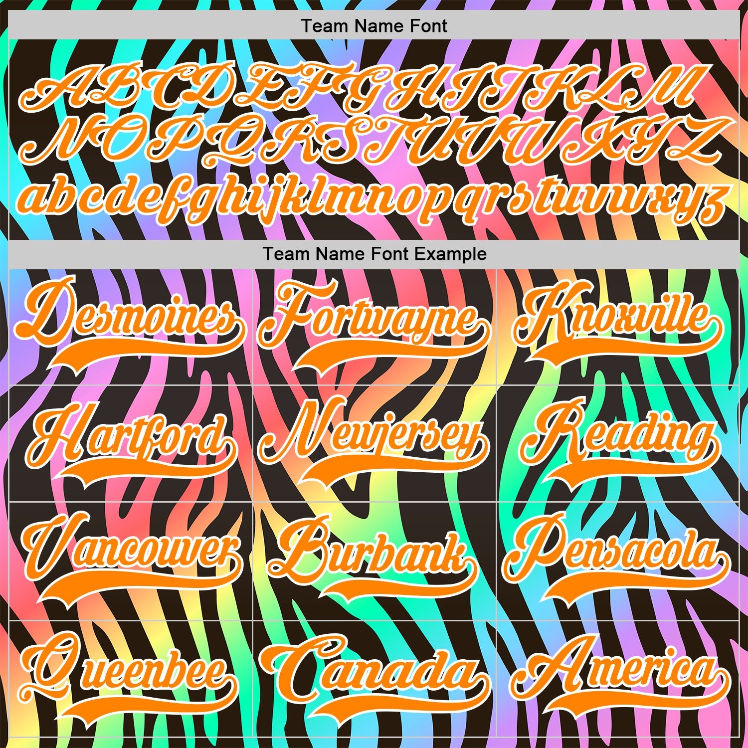 Custom Black Bay Orange Purple Pink Green-White 3D Pattern Zebra Print Neon Hockey Lace Neck Jersey