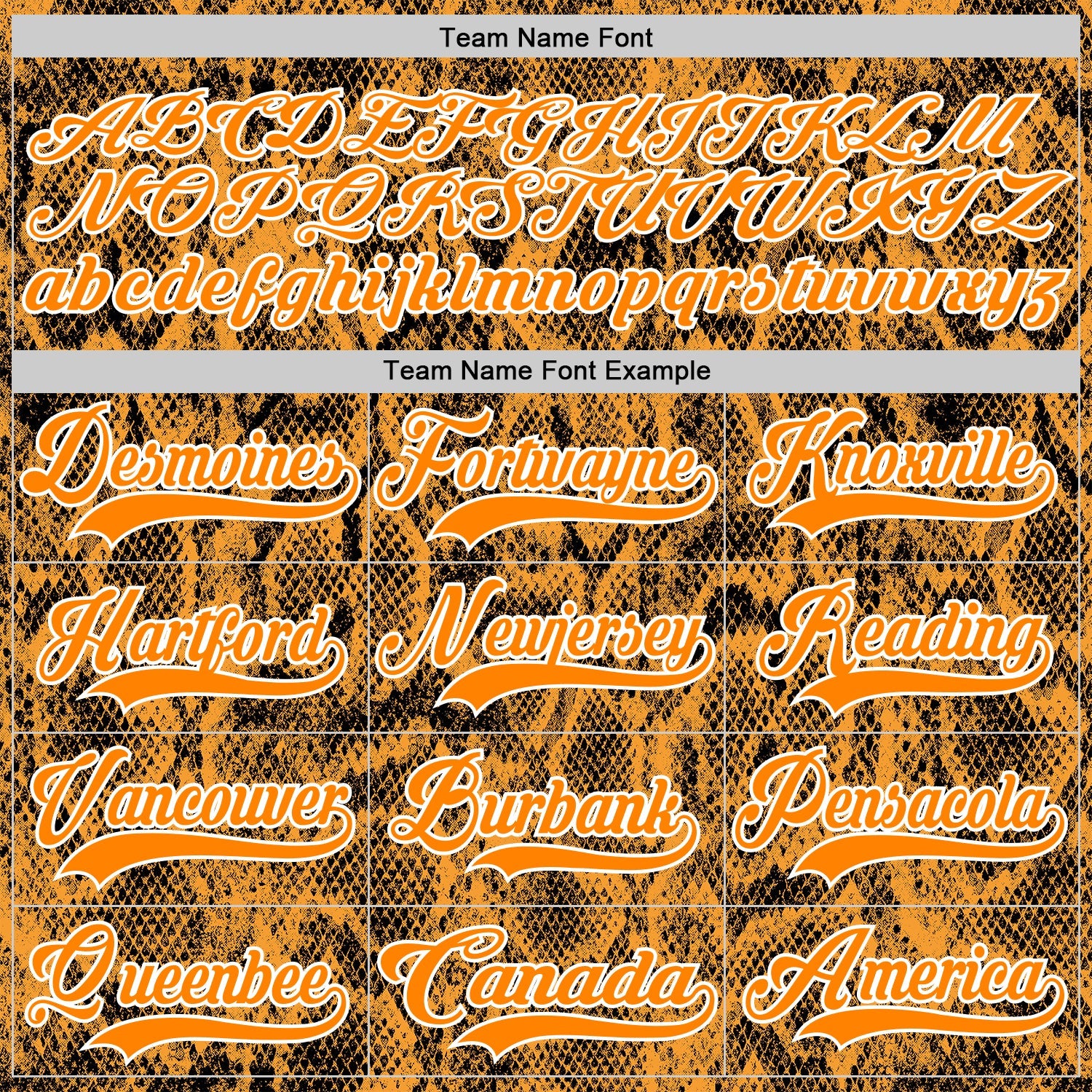 Custom Bay Orange Black-White 3D Pattern Snake Skin Print Hockey Lace Neck Jersey