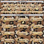 Custom Brown Old Gold Black-White 3D Pattern Leopard Print Hockey Lace Neck Jersey