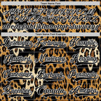 Custom Black Brown Cream-White 3D Pattern Leopard Print Hockey Lace Neck Jersey