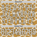 Custom Cream Old Gold-Black 3D Pattern Giraffe Print Hockey Lace Neck Jersey