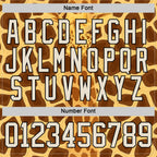 Custom Yellow Cream Brown-Black 3D Pattern Giraffe Print Hockey Lace Neck Jersey