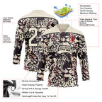 Custom Cream Black-Pink 3D Pattern Tiger Print Hockey Lace Neck Jersey