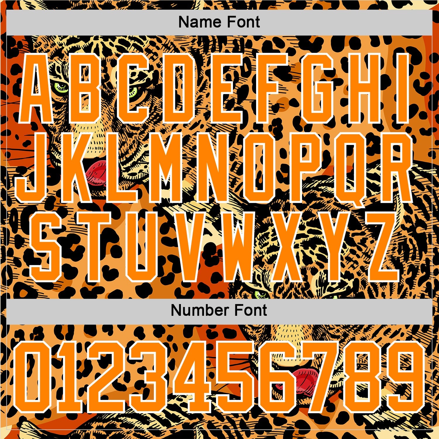 Custom Bay Orange Black-White 3D Pattern Leopard Print Hockey Lace Neck Jersey