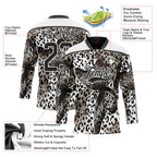 Custom White Black 3D Pattern Leopard Print Hockey Lace Neck Jersey