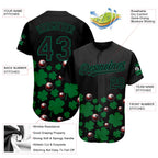 Custom Black Green 3D Pattern Design Clovers And Billiards Balls St. Patrick's Day Authentic Baseball Jersey
