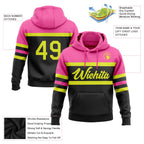 Custom Stitched Black Neon Yellow-Pink Line Sports Pullover Sweatshirt Hoodie