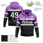 Custom Stitched Black White-Medium Purple Line Sports Pullover Sweatshirt Hoodie