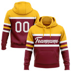 Custom Stitched Crimson White-Gold Line Sports Pullover Sweatshirt Hoodie
