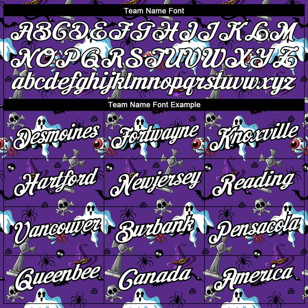 Custom Purple White-Black 3D Halloween Performance T-Shirt