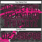 Custom Stitched Black Hot Pink 3D Pattern Design Torn Paper Style Sports Pullover Sweatshirt Hoodie