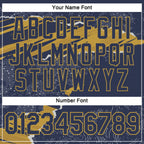 Custom Stitched Navy Old Gold 3D Pattern Design Torn Paper Style Sports Pullover Sweatshirt Hoodie