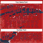 Custom Stitched Red Navy 3D Pattern Design Torn Paper Style Sports Pullover Sweatshirt Hoodie