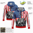 Custom Red US Navy Blue-Black 3D American Flag And Largemouth Bass Fish Fishing Sports Pullover Sweatshirt Hoodie
