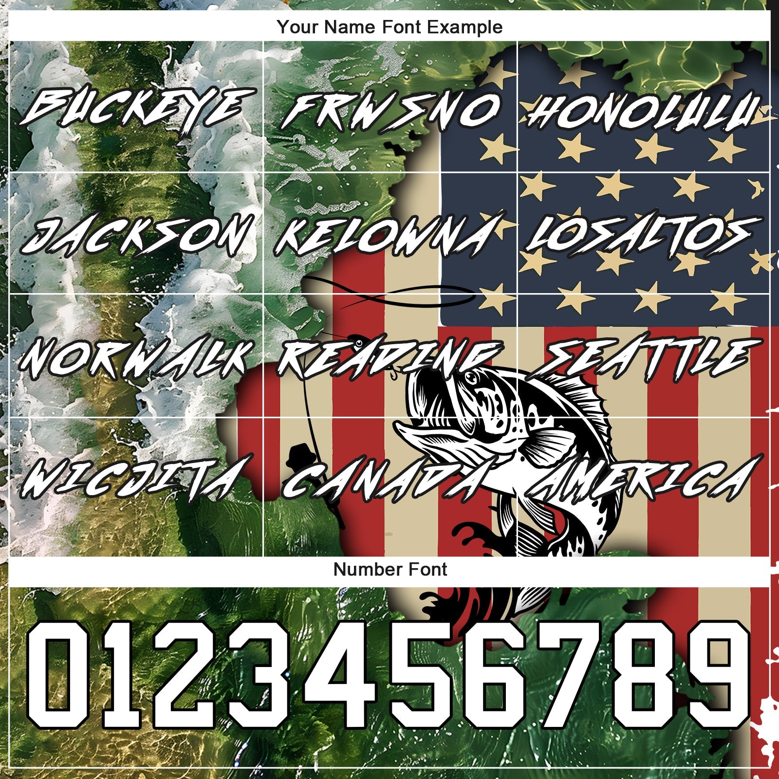 Custom Aurora Green White-Black 3D American Flag And Largemouth Bass Fish Fishing Sports Pullover Sweatshirt Hoodie