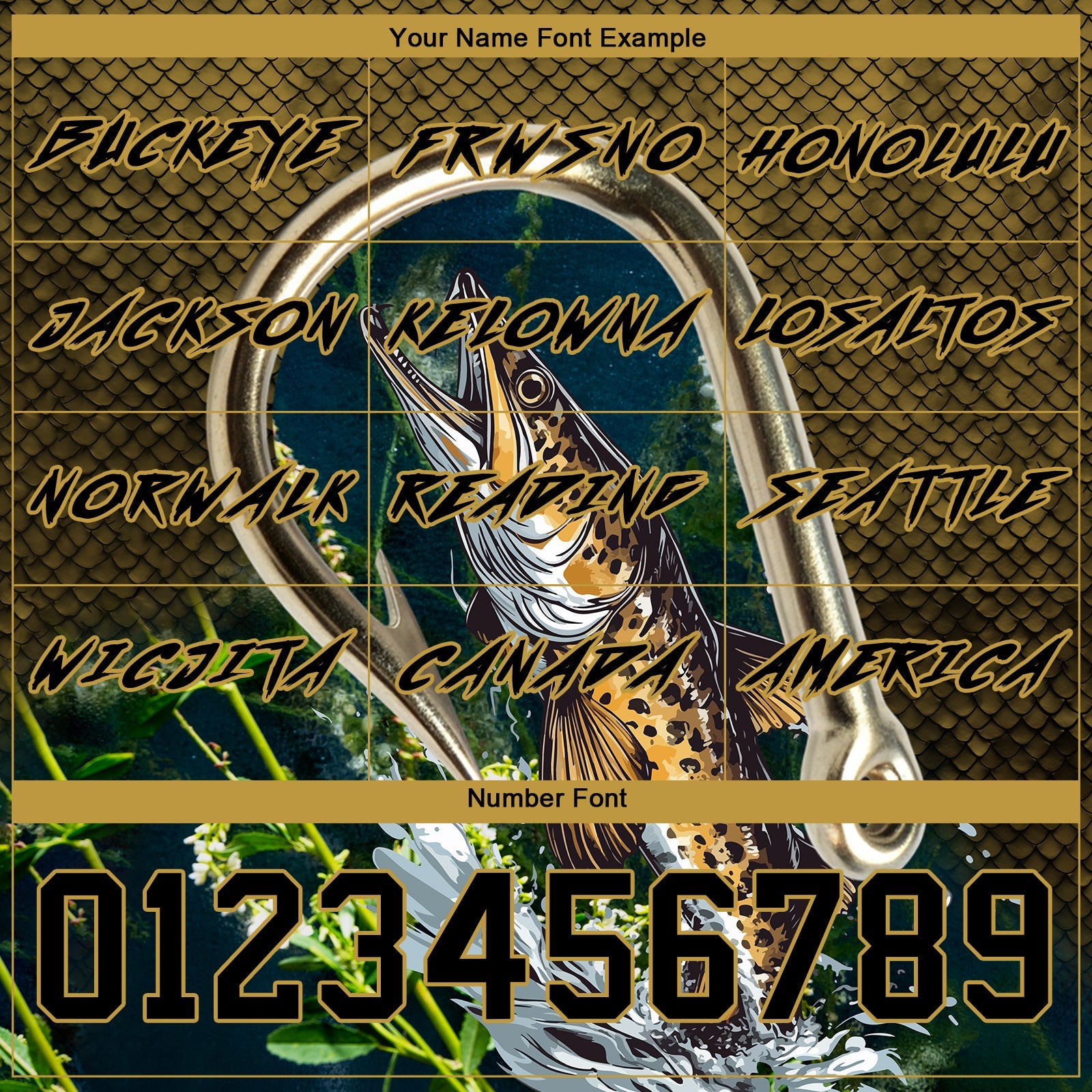 Custom Old Gold Black 3D Walleye Fish Fishing Sports Pullover Sweatshirt Hoodie