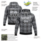 Custom Stitched Gray Black-White 3D Pattern Design Geometric Gradient Square Shapes Sports Pullover Sweatshirt Hoodie