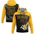 Custom Black Gold 3D Bowling Sports Pullover Sweatshirt Hoodie