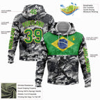 Custom Camo Grass Green-Yellow 3D Brasil Brazilian Flag Sports Pullover Sweatshirt Salute To Service Hoodie